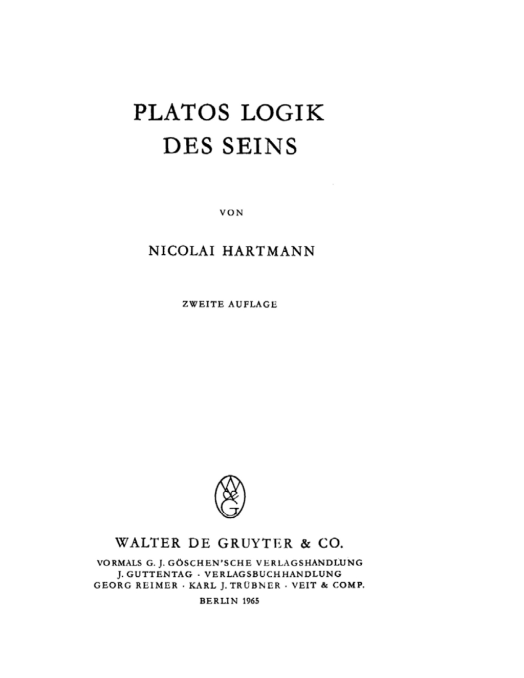 Platos Logik des Seins 2nd Edition â€“ PDF/EPUB Version Downloadable