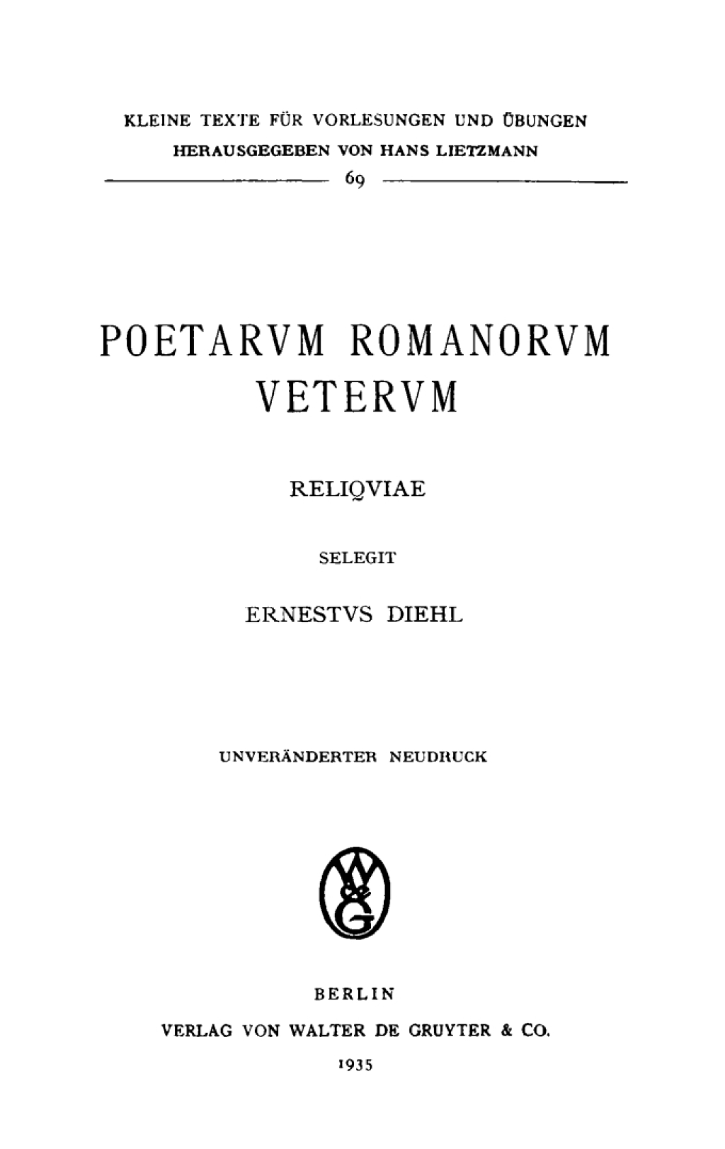 Poetarum Romanorum veterum reliquiae 1st Edition â€“ PDF/EPUB Version Downloadable