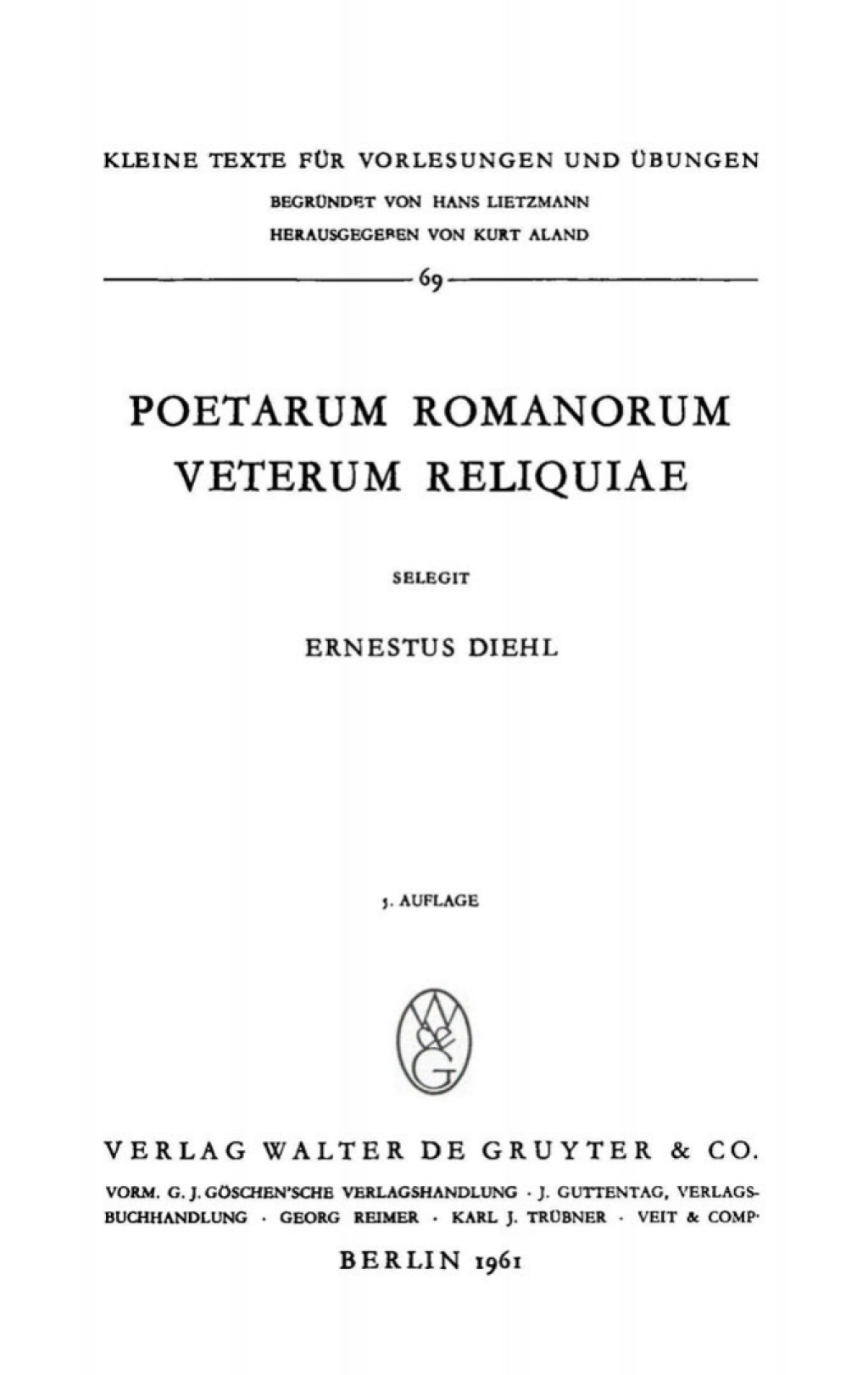 Poetarum Romanorum Veterum Reliquiae 5th Edition â€“ PDF/EPUB Version Downloadable