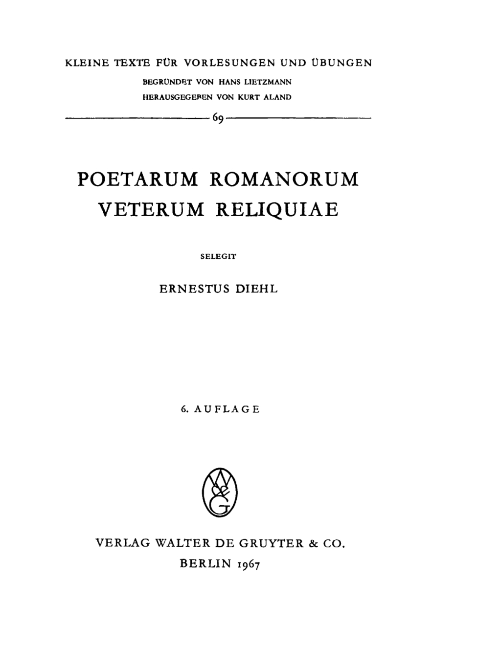 Poetarum Romanorum Veterum Reliquiae 6th Edition â€“ PDF/EPUB Version Downloadable