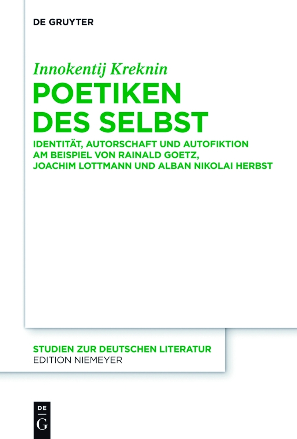 Poetiken des Selbst IdentitÃ¤t, Autorschaft und Autofiktion am Beispiel von Rainald Goetz, Joachim Lottmann und Alban Nikolai Herbst 1st Edition â€“ PDF/EPUB Version Downloadable
