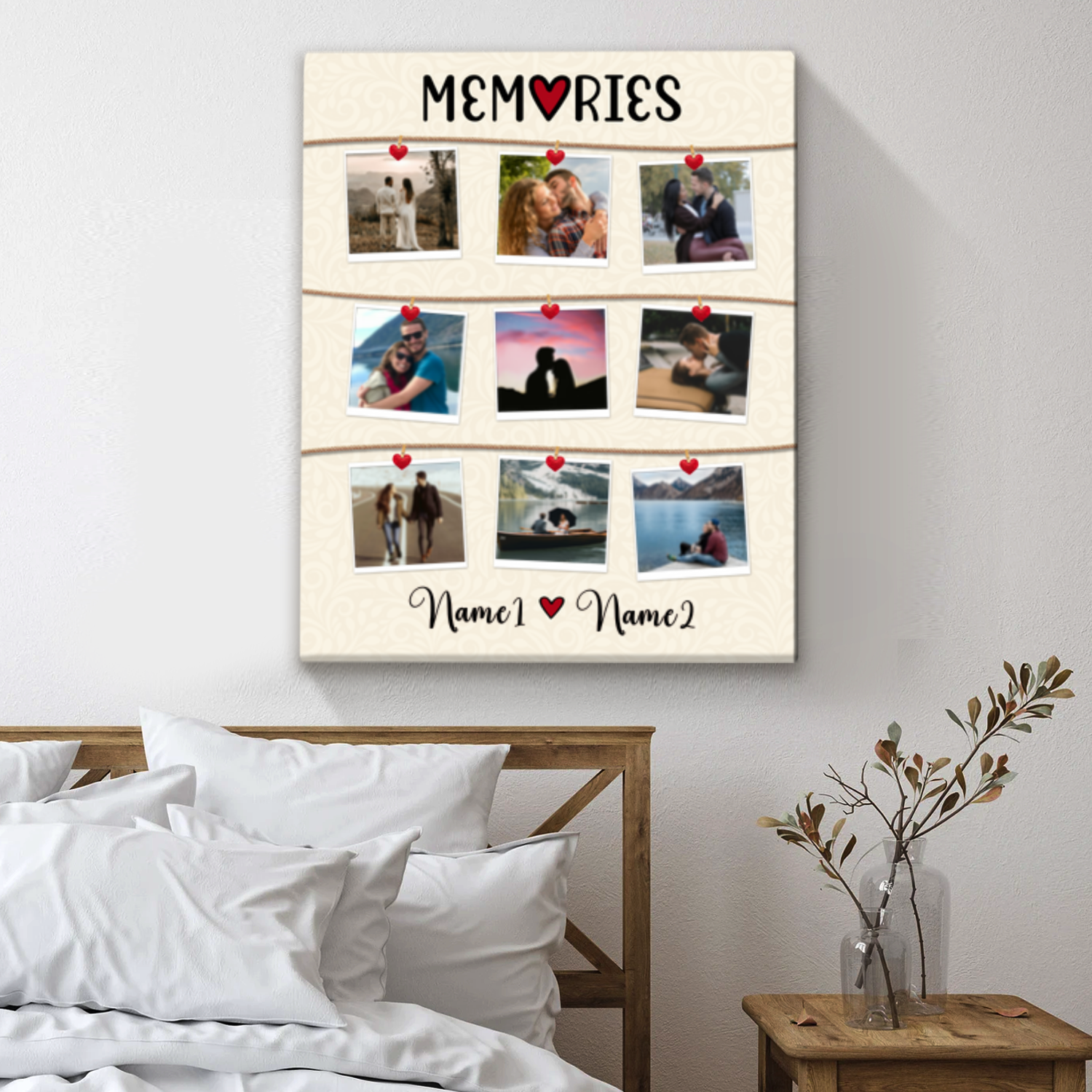 Polaroid Photo Collage Canvas For Couples, Personalized Polaroid Anniversary Gift, Polaroid-style Valentine’s Photo Gift, Custom Gift For Wife Husband