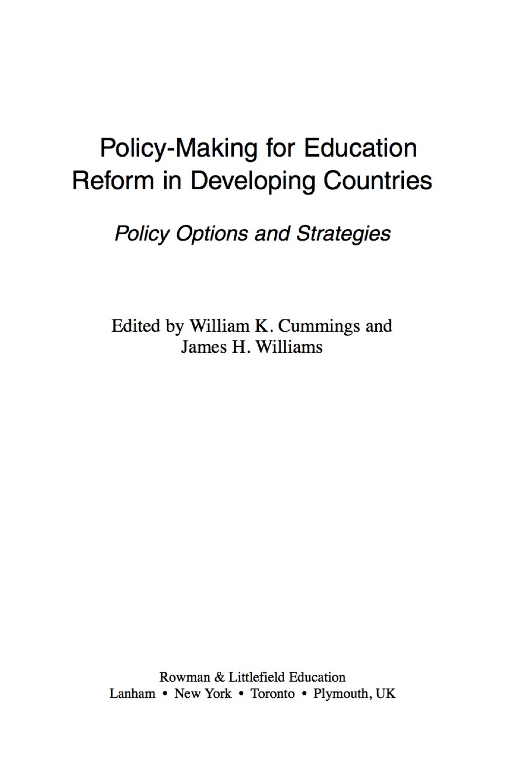 Policy-Making for Education Reform in Developing Countries  â€“ PDF/EPUB Version Downloadable