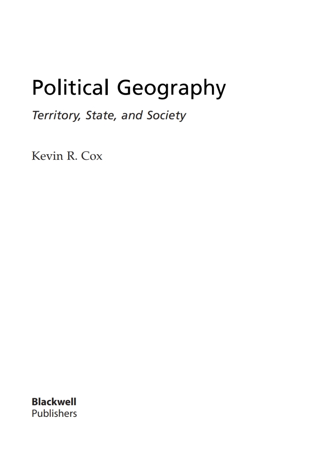 Political Geography Territory, State and Society 1st Edition â€“ PDF/EPUB Version Downloadable