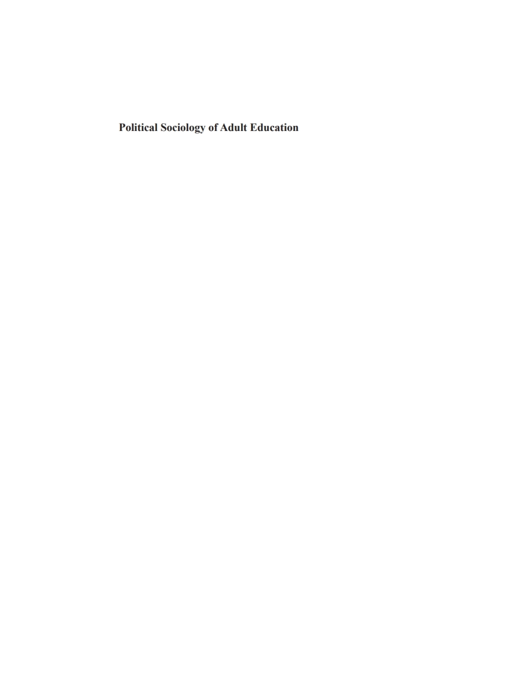 Political Sociology of Adult Education  â€“ PDF/EPUB Version Downloadable