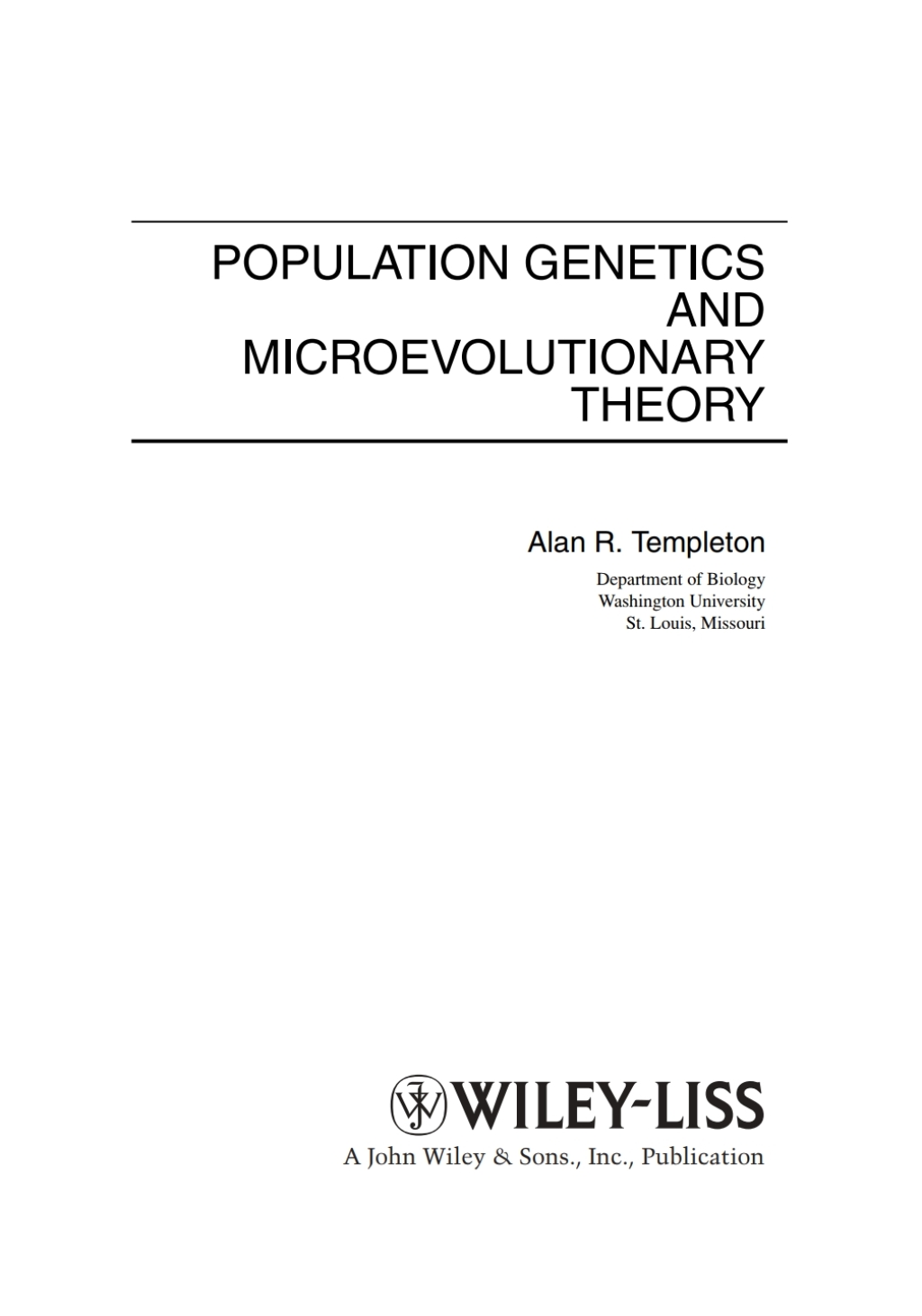 Population Genetics and Microevolutionary Theory 1st Edition â€“ PDF/EPUB Version Downloadable