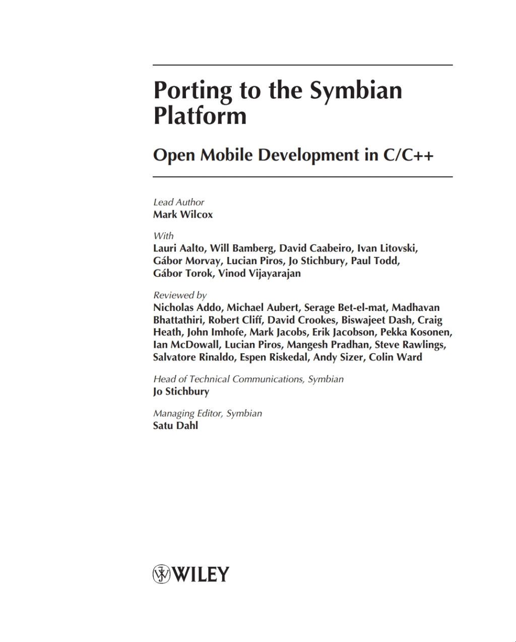 Porting to the Symbian Platform Open Mobile Development in C/C++ 1st Edition â€“ PDF/EPUB Version Downloadable