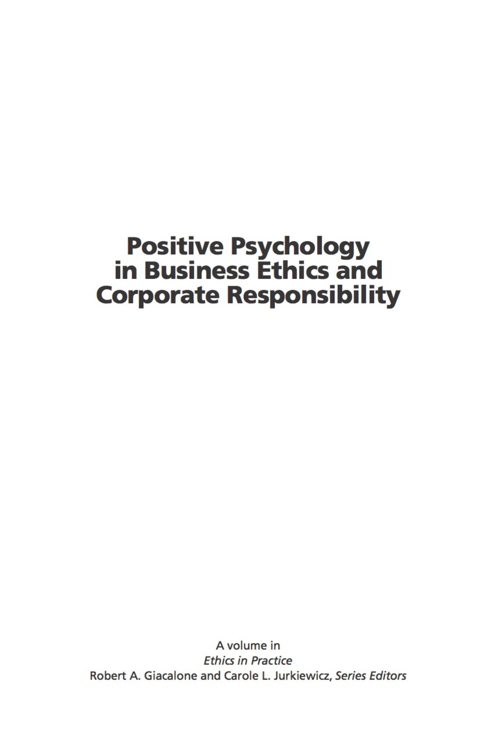 Positive Psychology in Business Ethics and Corporate Responsibility  â€“ PDF/EPUB Version Downloadable