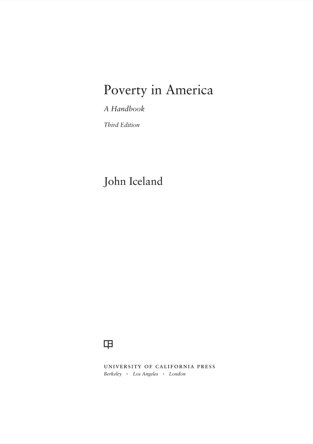 Poverty in America A Handbook 3rd Edition - (PDF/EPUB Version)