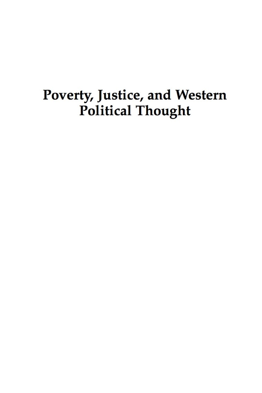 Poverty, Justice, and Western Political Thought  â€“ PDF/EPUB Version Downloadable