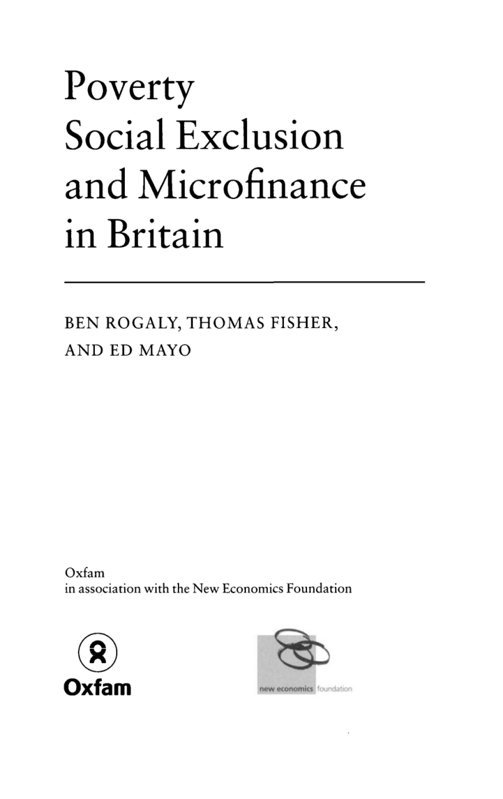 Poverty, Social Exclusion and Microfinance in Britain  â€“ PDF/EPUB Version Downloadable