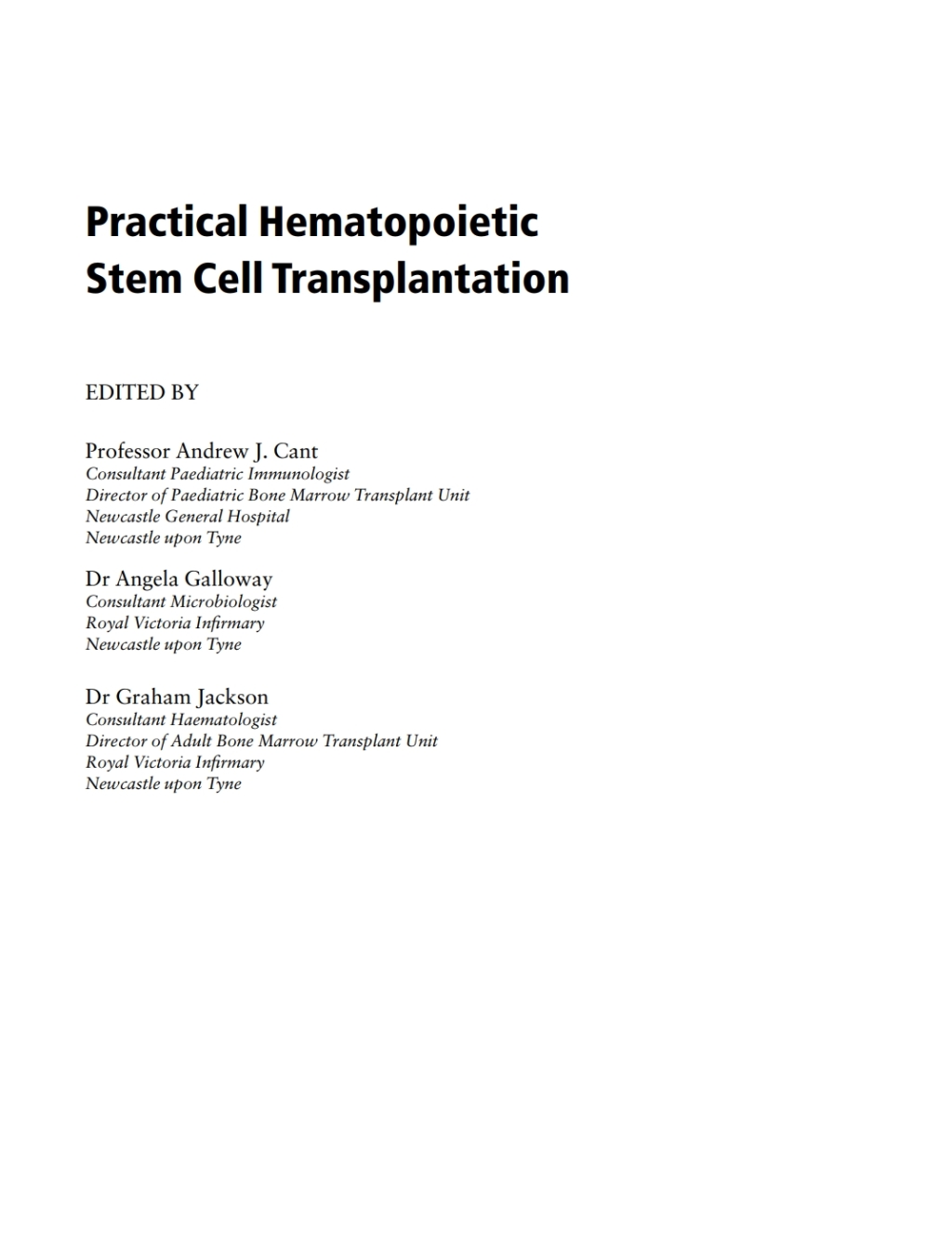 Practical Hematopoietic Stem Cell Transplantation 1st Edition â€“ PDF/EPUB Version Downloadable