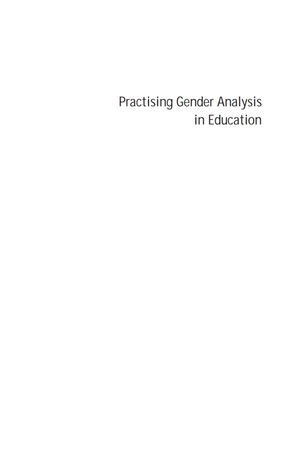 Practising Gender Analysis in Education  â€“ PDF/EPUB Version Downloadable