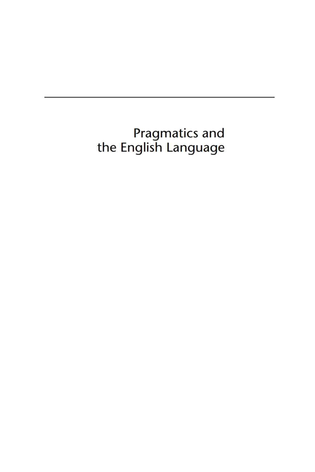 Pragmatics and the English Language 1st Edition â€“ PDF/EPUB Version Downloadable