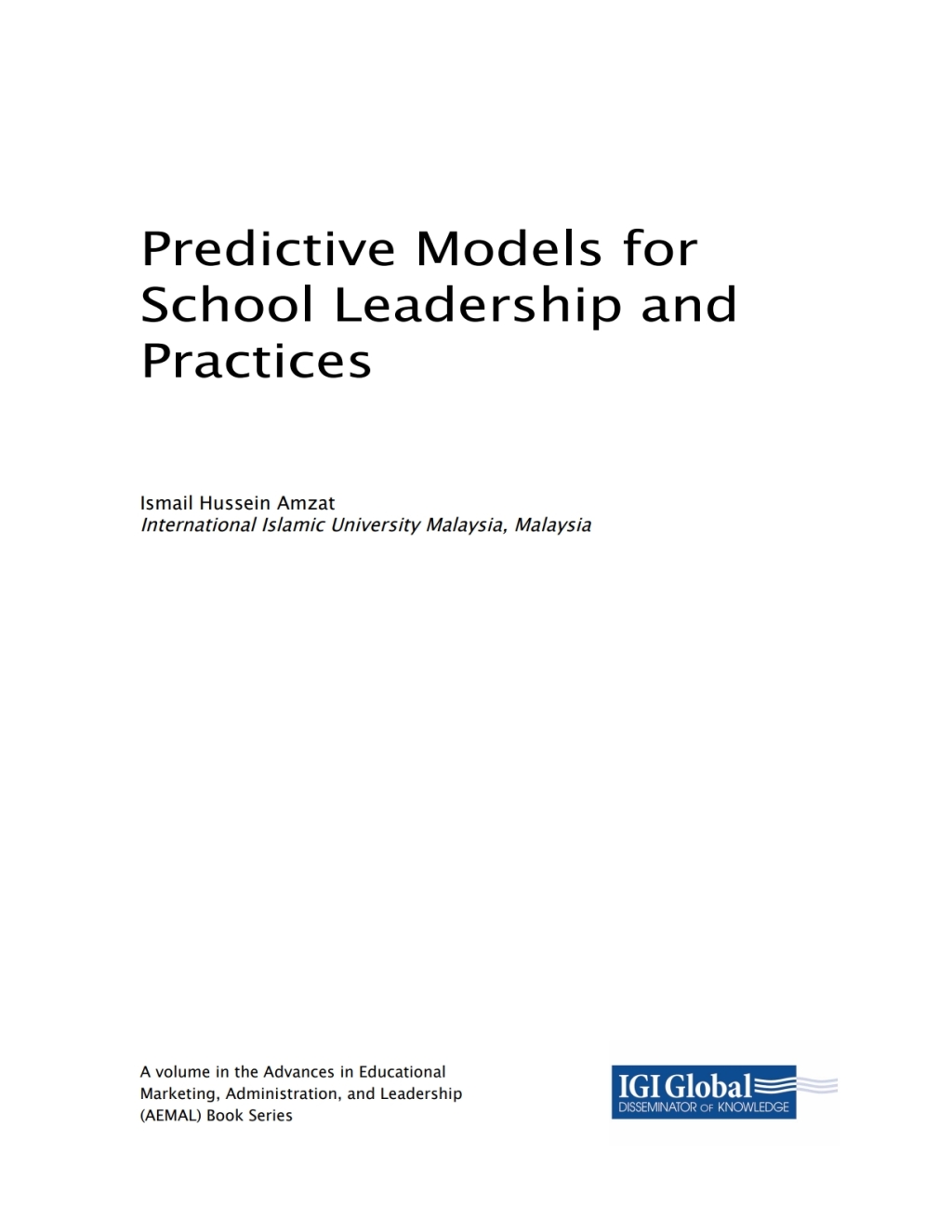 Predictive Models for School Leadership and Practices  â€“ PDF/EPUB Version Downloadable