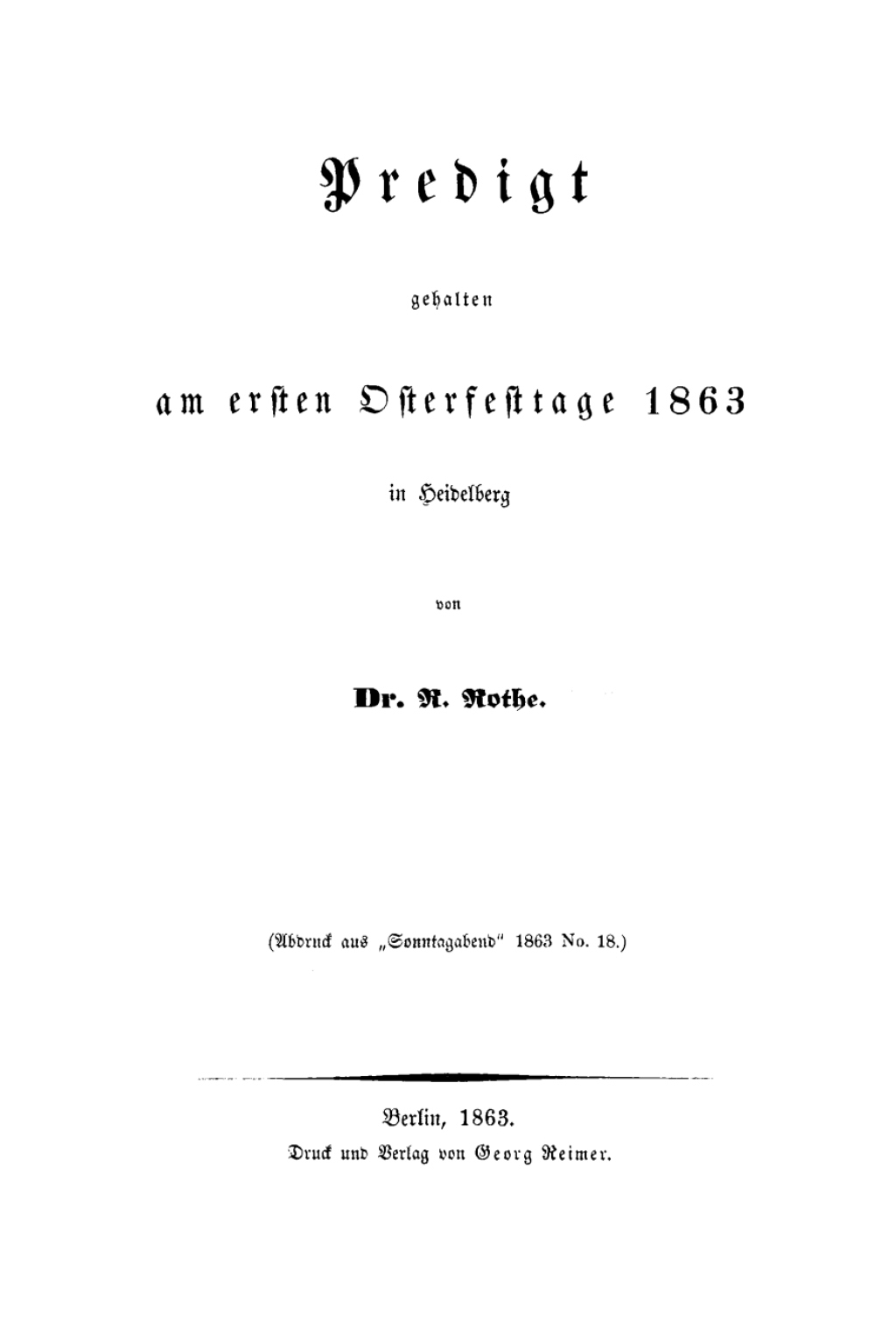 Predigt gehalten am ersten Osterfestage 1863 in Heidelberg 1st Edition â€“ PDF/EPUB Version Downloadable