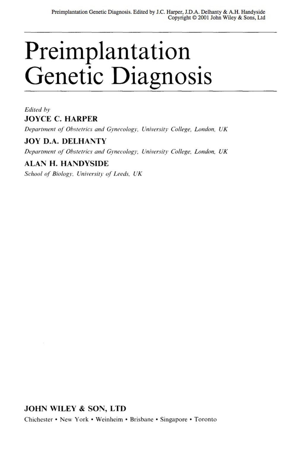 Preimplantation Genetic Diagnosis 1st Edition â€“ PDF/EPUB Version Downloadable