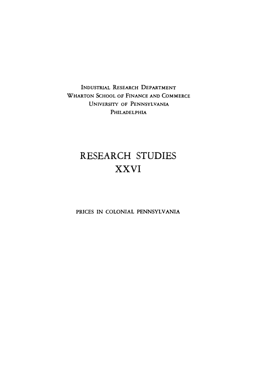 Prices in Colonial Pennsylvania  â€“ PDF/EPUB Version Downloadable