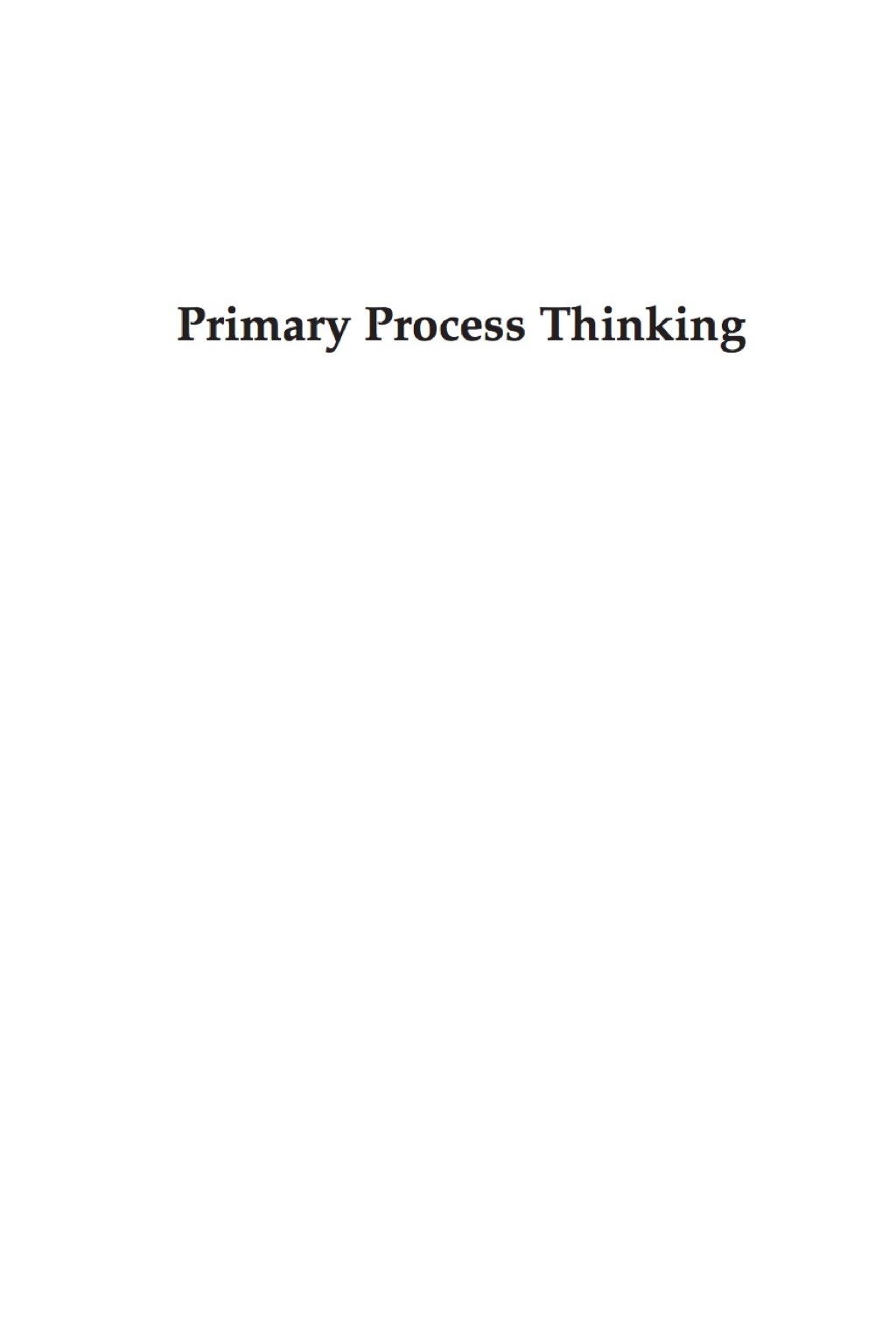 Primary Process Thinking  â€“ PDF/EPUB Version Downloadable