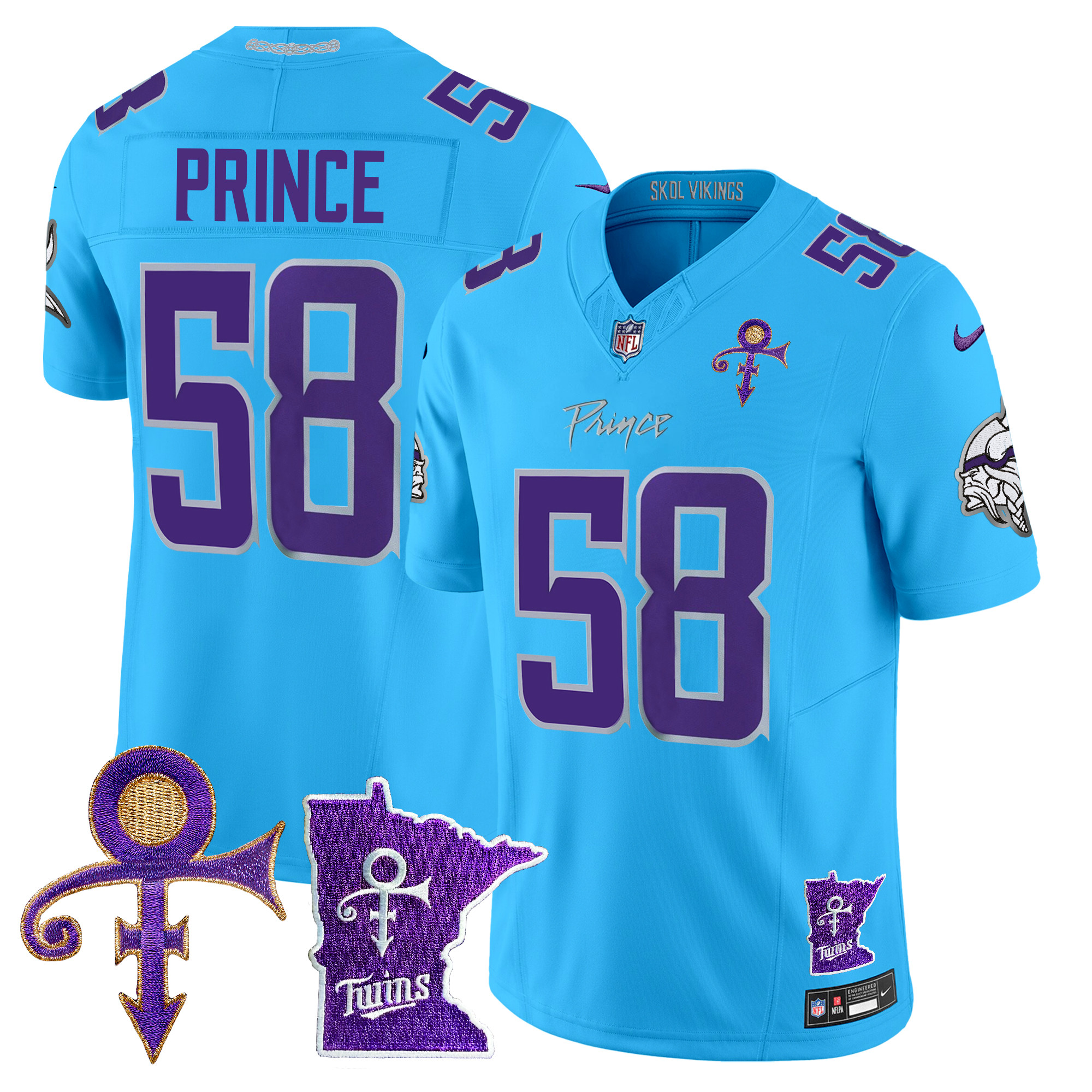Prince 1958 Men's Minnesota Vikings 2024 Prince Vapor Limited Light Blue Jersey - All Stitched