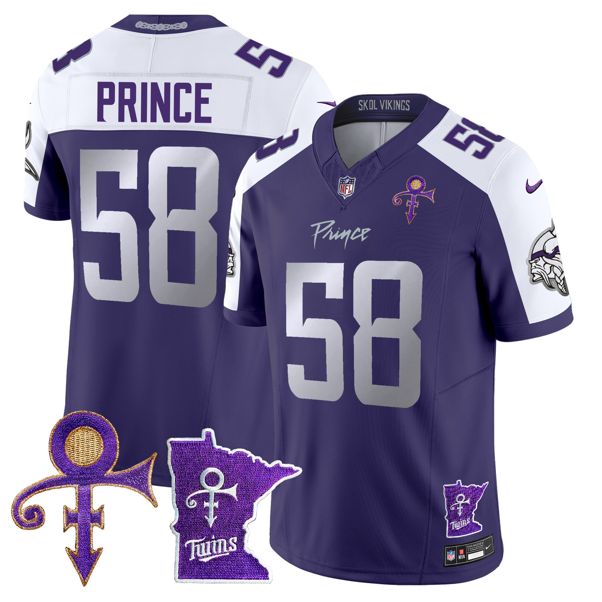 Prince 1958 Men's Minnesota Vikings 2024 Prince Vapor Limited Purple Alternate Jersey - All Stitched