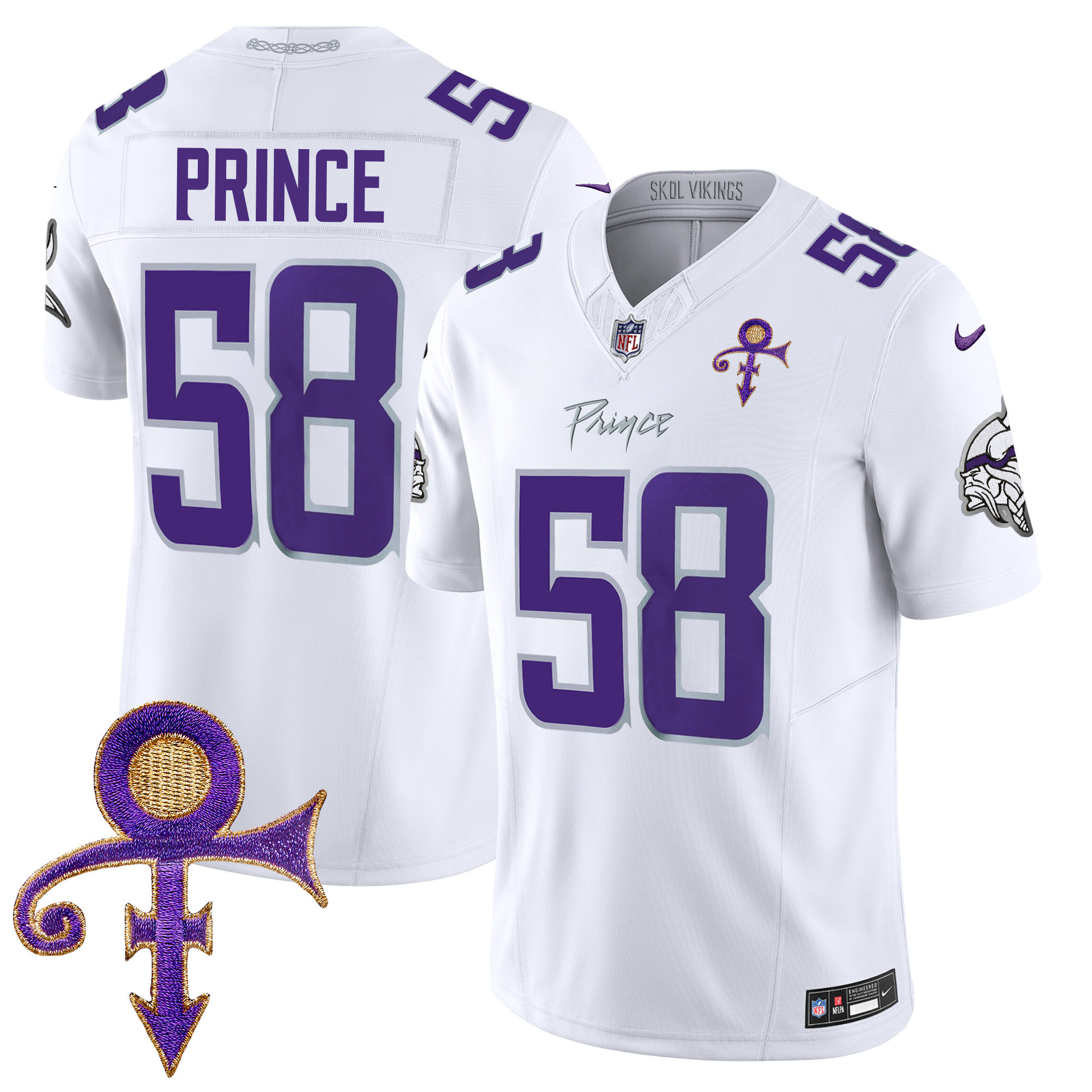 Prince 1958 Men's Minnesota Vikings 2024 Prince Vapor Limited White Limited Jersey - All Stitched