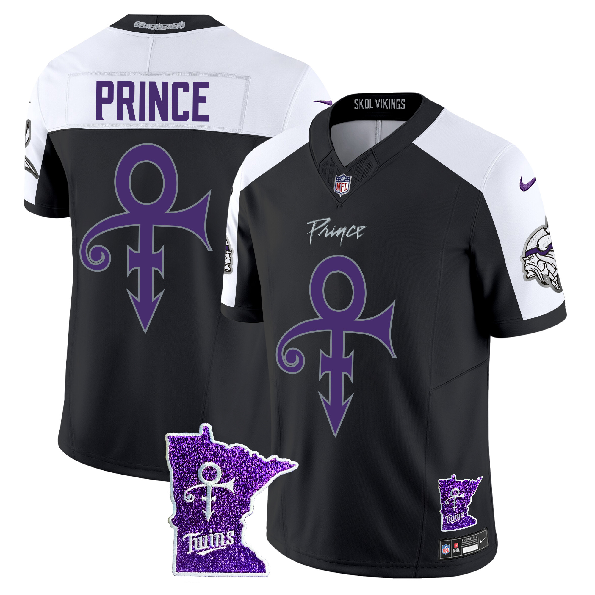 Prince Men's Minnesota Vikings 2024 Prince Vapor Limited Black Alternate Jersey - All Stitched