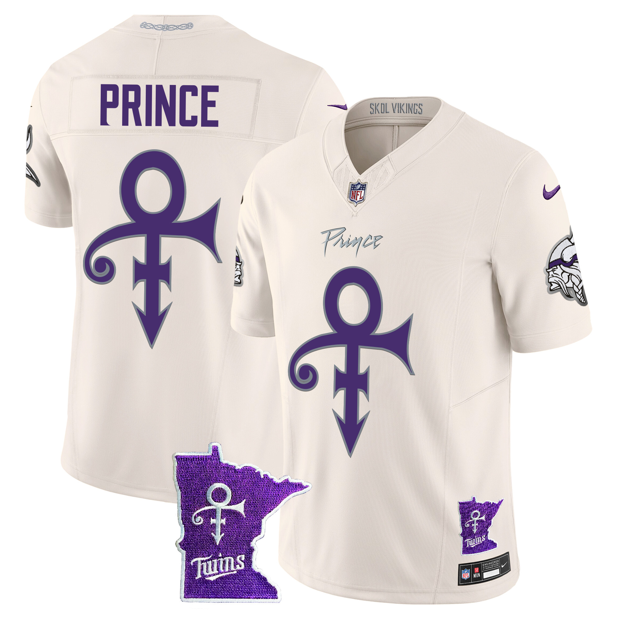 Prince Men's Minnesota Vikings 2024 Prince Vapor Limited Cream Jersey - All Stitched