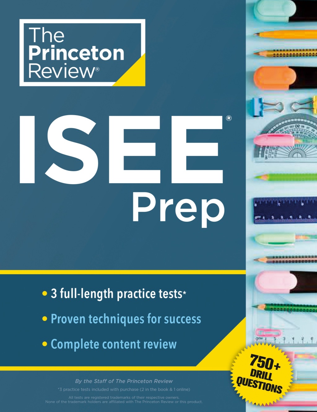 Princeton Review ISEE Prep 3 Practice Tests + Review & Techniques + Drills - (PDF/EPUB Version)