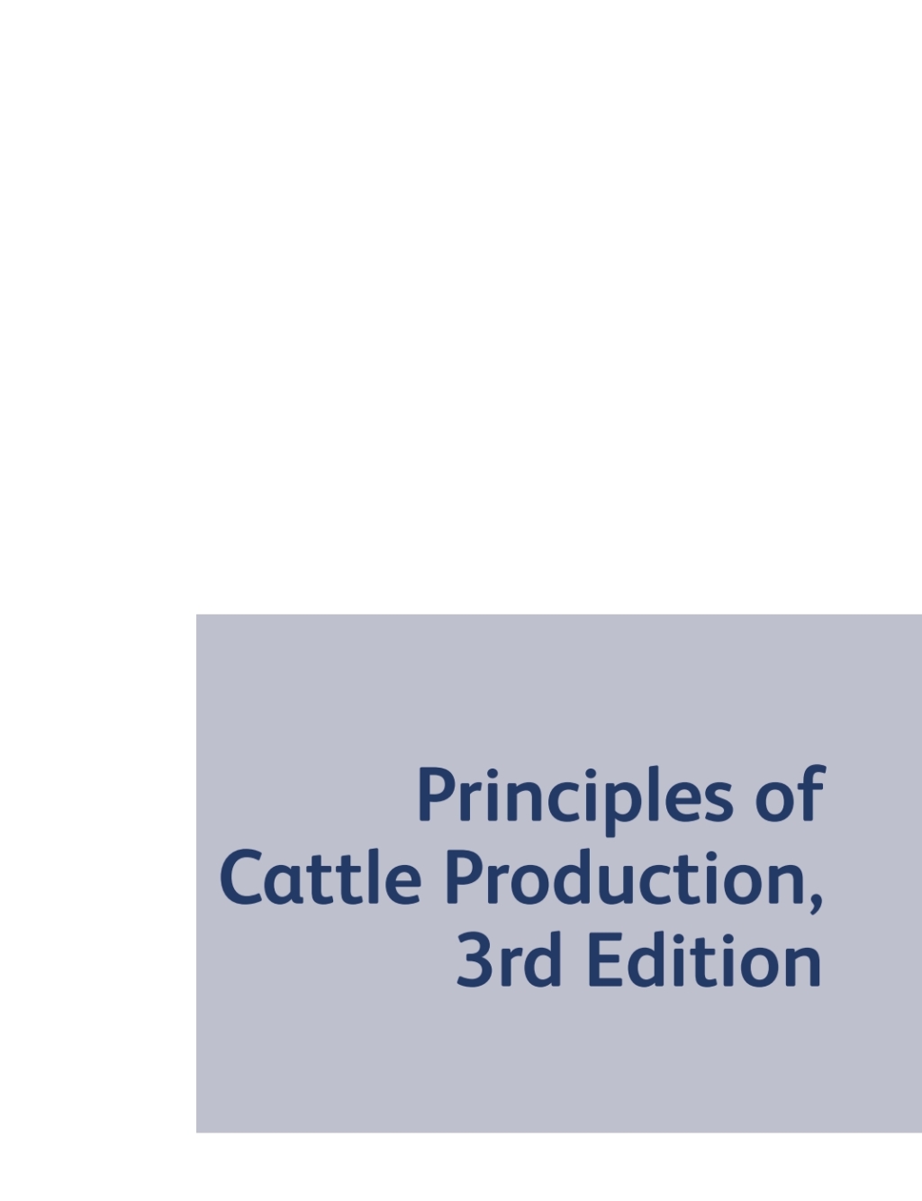 Principles of Cattle Production 3rd Edition â€“ PDF/EPUB Version Downloadable