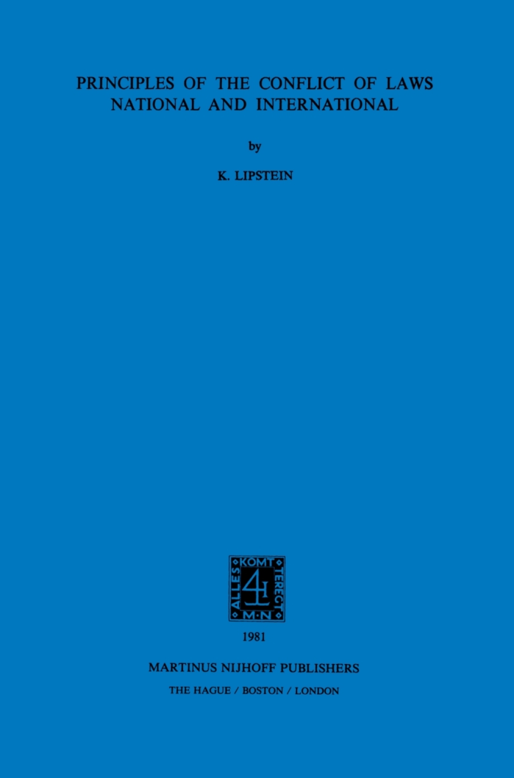 Principles of the Conflict of Laws National and International  â€“ PDF/EPUB Version Downloadable