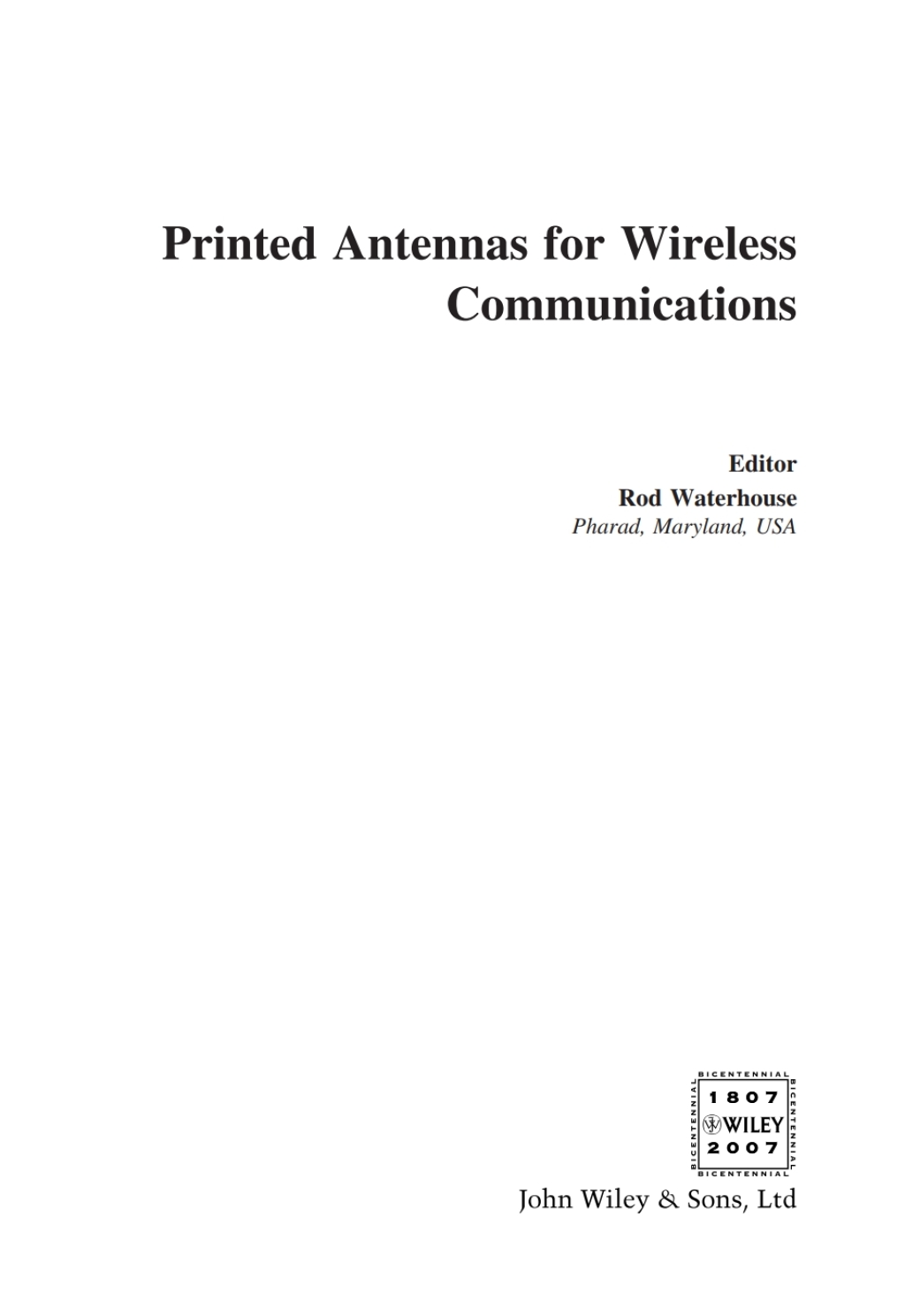 Printed Antennas for Wireless Communications 1st Edition â€“ PDF/EPUB Version Downloadable