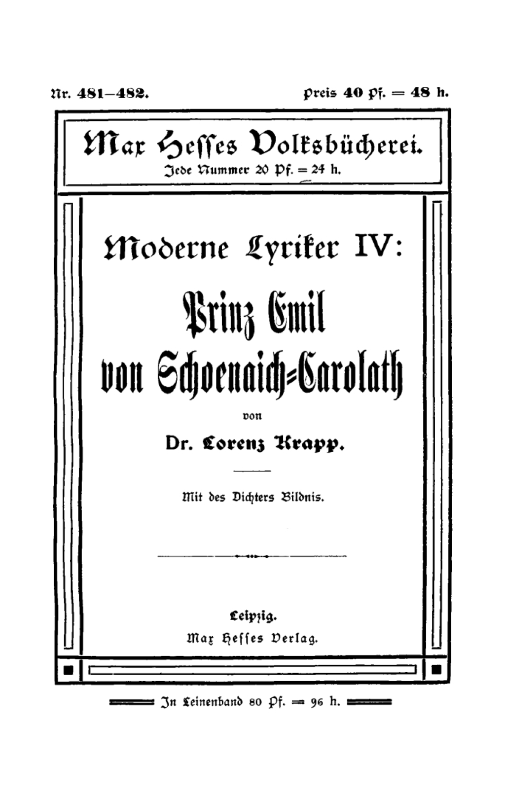 Prinz Emil von Schoenaich-Carolath 1st Edition â€“ PDF/EPUB Version Downloadable