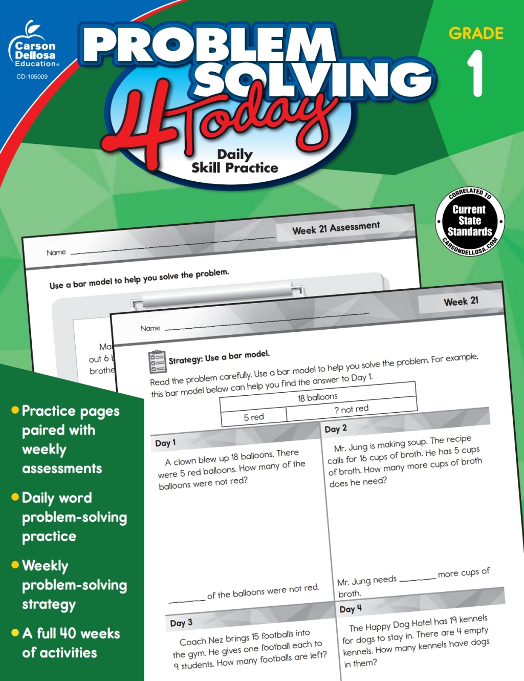 Problem Solving 4 Today, Grade 1 Daily Skill Practice - (PDF/EPUB Version)