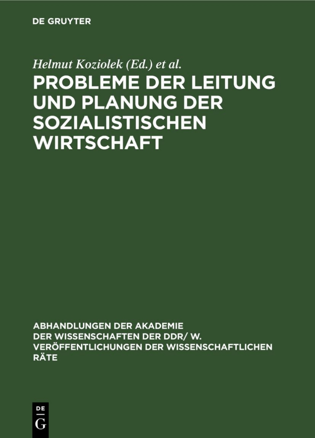 Probleme der Leitung und Planung der sozialistischen Wirtschaft Probleme und Entwicklungstendenzen der Vervollkommnung des Systems der Leitung und Planung der sozialistischen Wirtschaft 1st Edition â€“ PDF/EPUB Version Downloadable