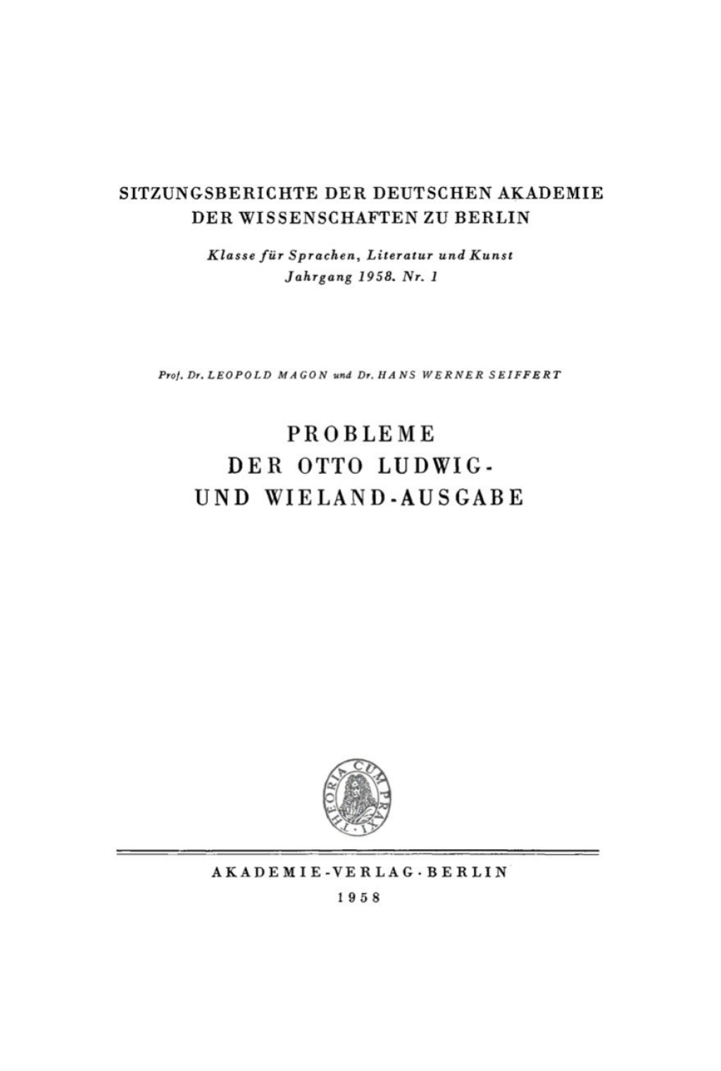 Probleme der Otto Ludwig- und Wieland-Ausgabe 1st Edition â€“ PDF/EPUB Version Downloadable