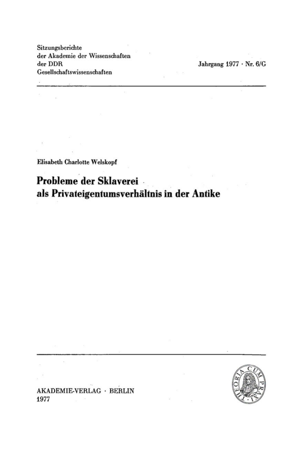 Probleme der Sklaverei als PrivateigentumsverhÃ¤ltnis in der Antike 1st Edition â€“ PDF/EPUB Version Downloadable