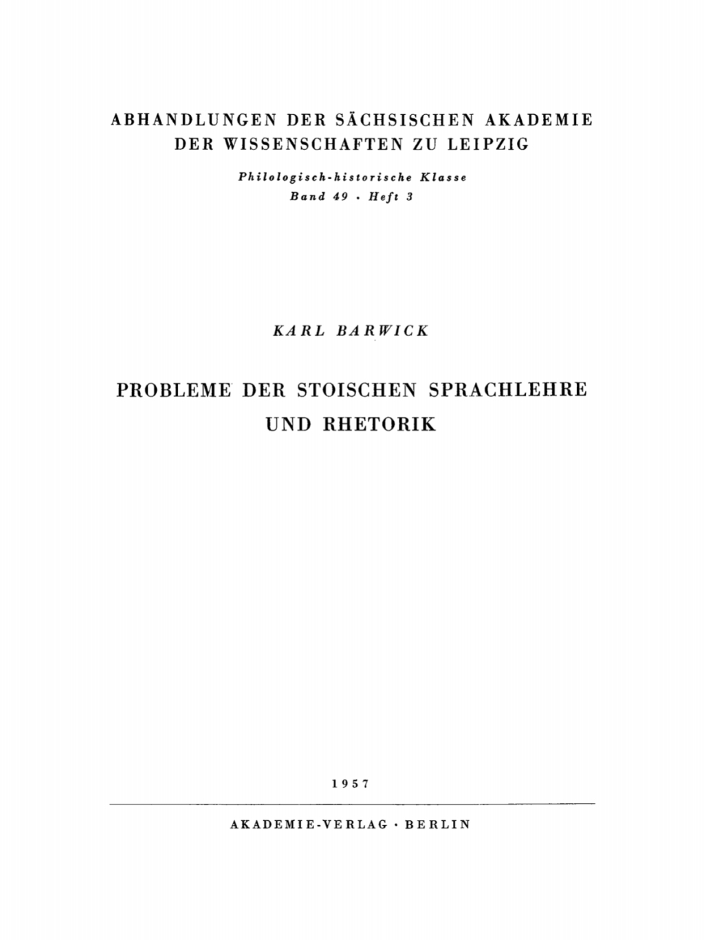 Probleme der stoischen Sprachlehre und Rhetorik 1st Edition â€“ PDF/EPUB Version Downloadable