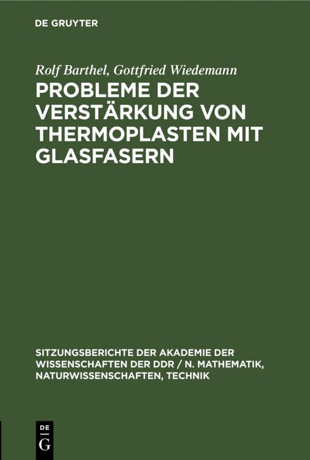 Probleme der VerstÃ¤rkung von Thermoplasten mit Glasfasern 1st Edition â€“ PDF/EPUB Version Downloadable