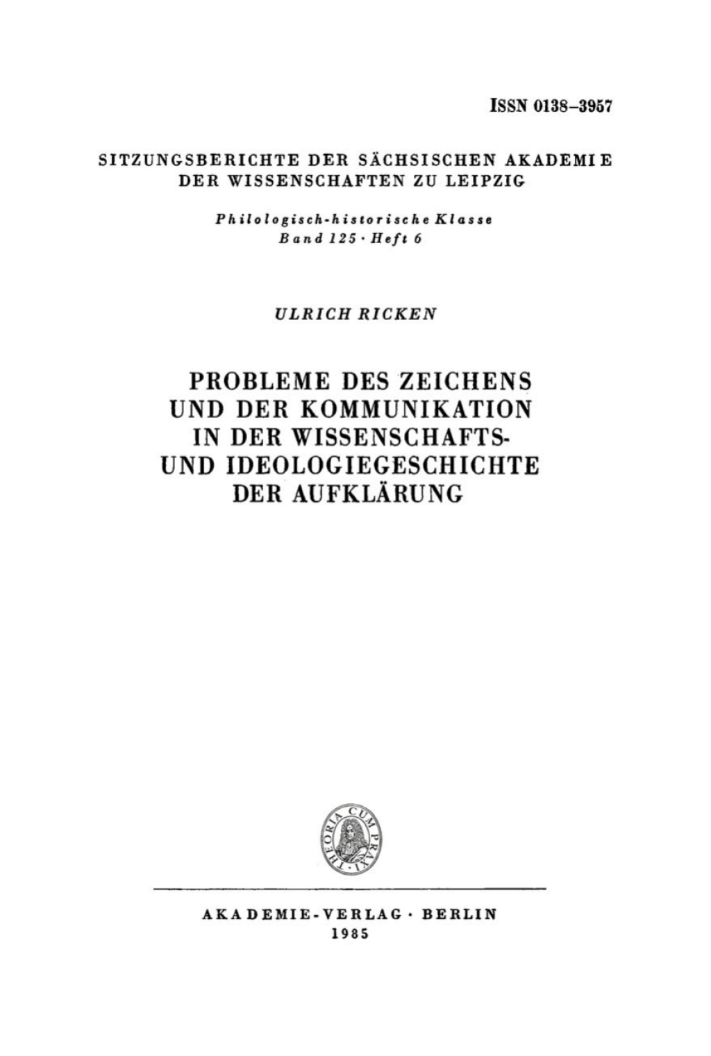 Probleme des Zeichens und der Kommunikation in der Wissenschafts- und Ideologiegeschichte der AufklÃ¤rung 1st Edition â€“ PDF/EPUB Version Downloadable