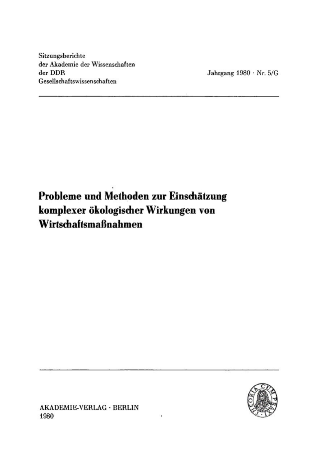 Probleme und Methoden zur EinschÃ¤tzung komplexer Ã¶kologischer Wirkungen von WirtschaftsmaÃŸnahmen 1st Edition â€“ PDF/EPUB Version Downloadable