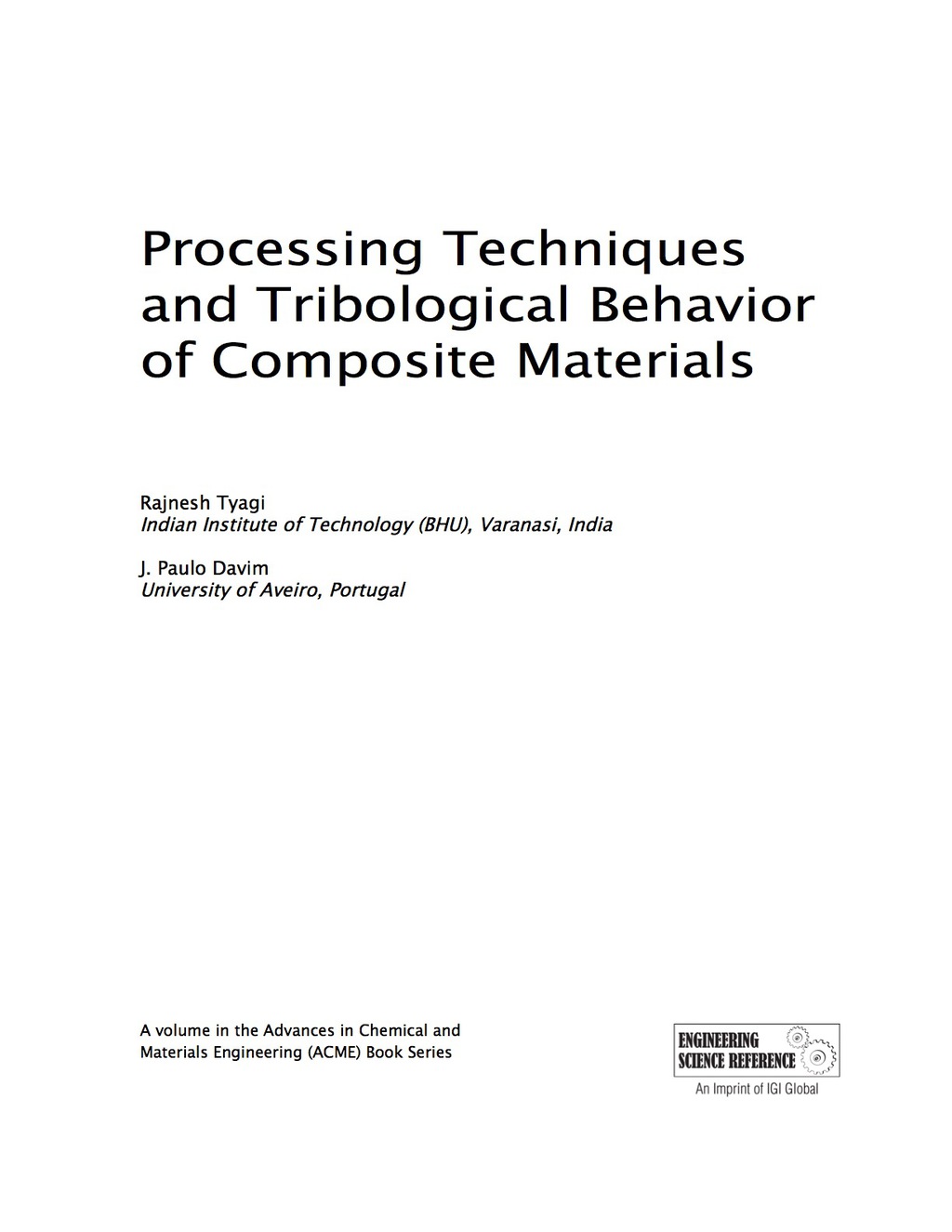 Processing Techniques and Tribological Behavior of Composite Materials  â€“ PDF/EPUB Version Downloadable