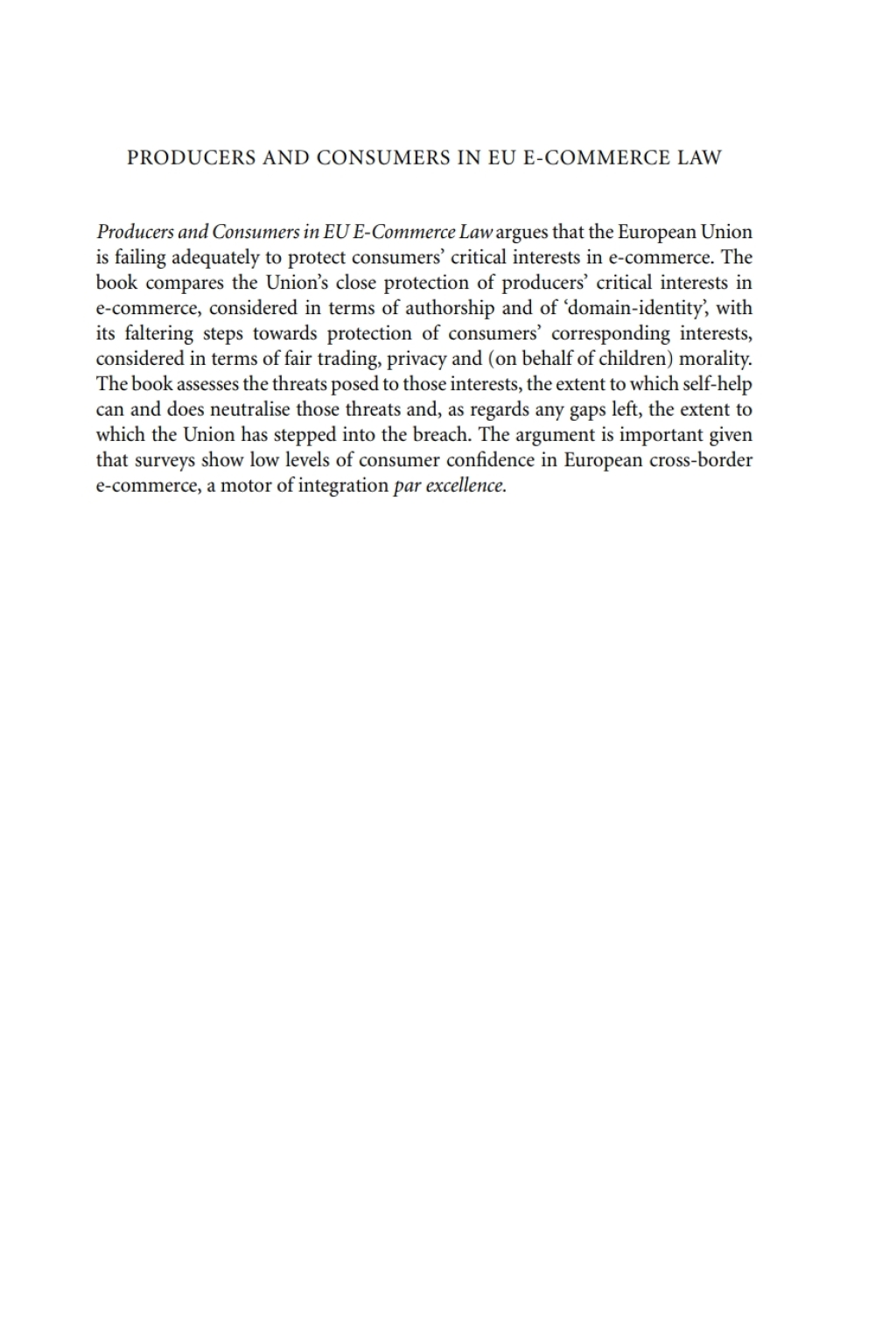 Producers and Consumers in EU E-Commerce Law 1st Edition â€“ PDF/EPUB Version Downloadable