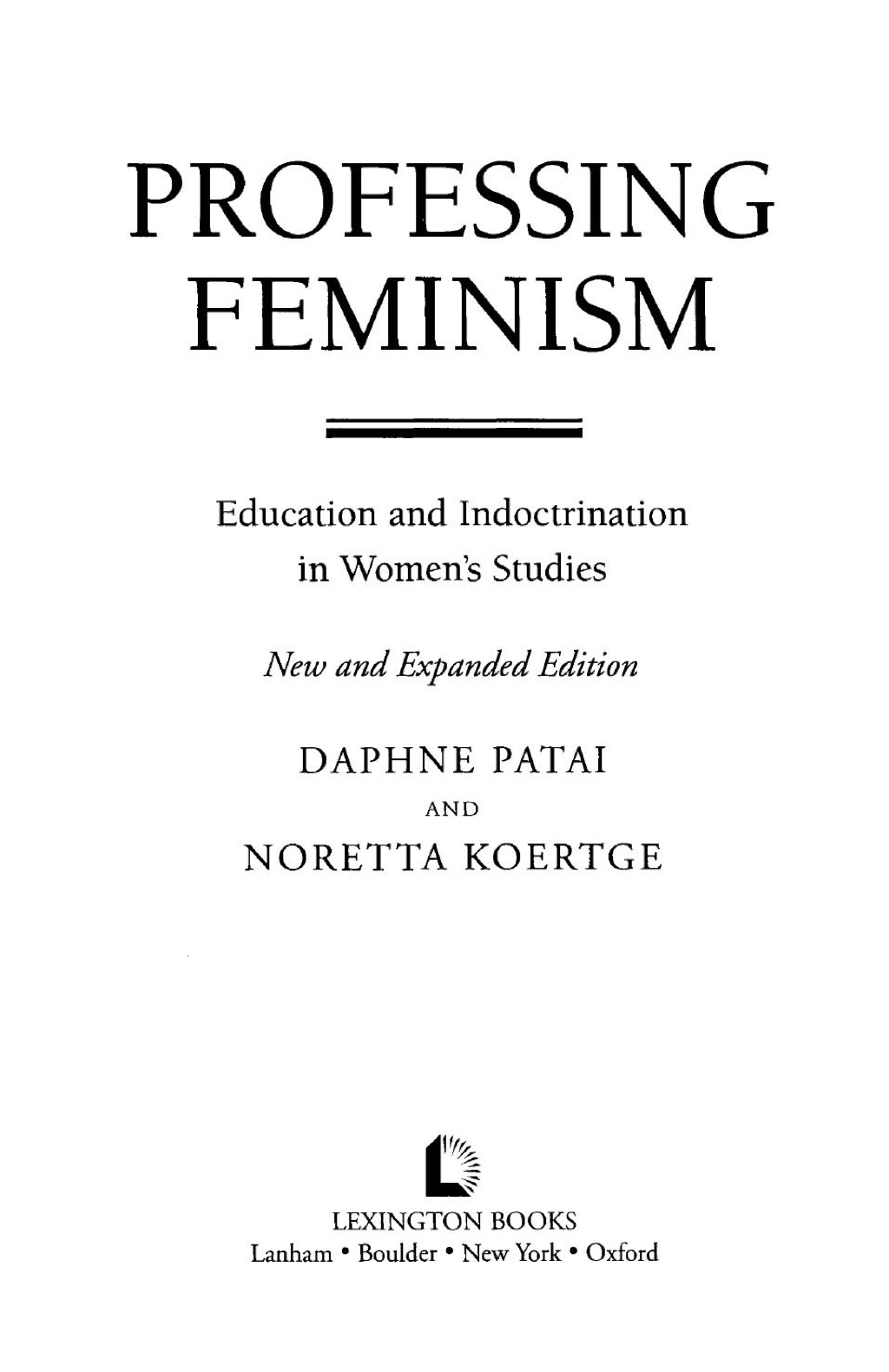 Professing Feminism  â€“ PDF/EPUB Version Downloadable
