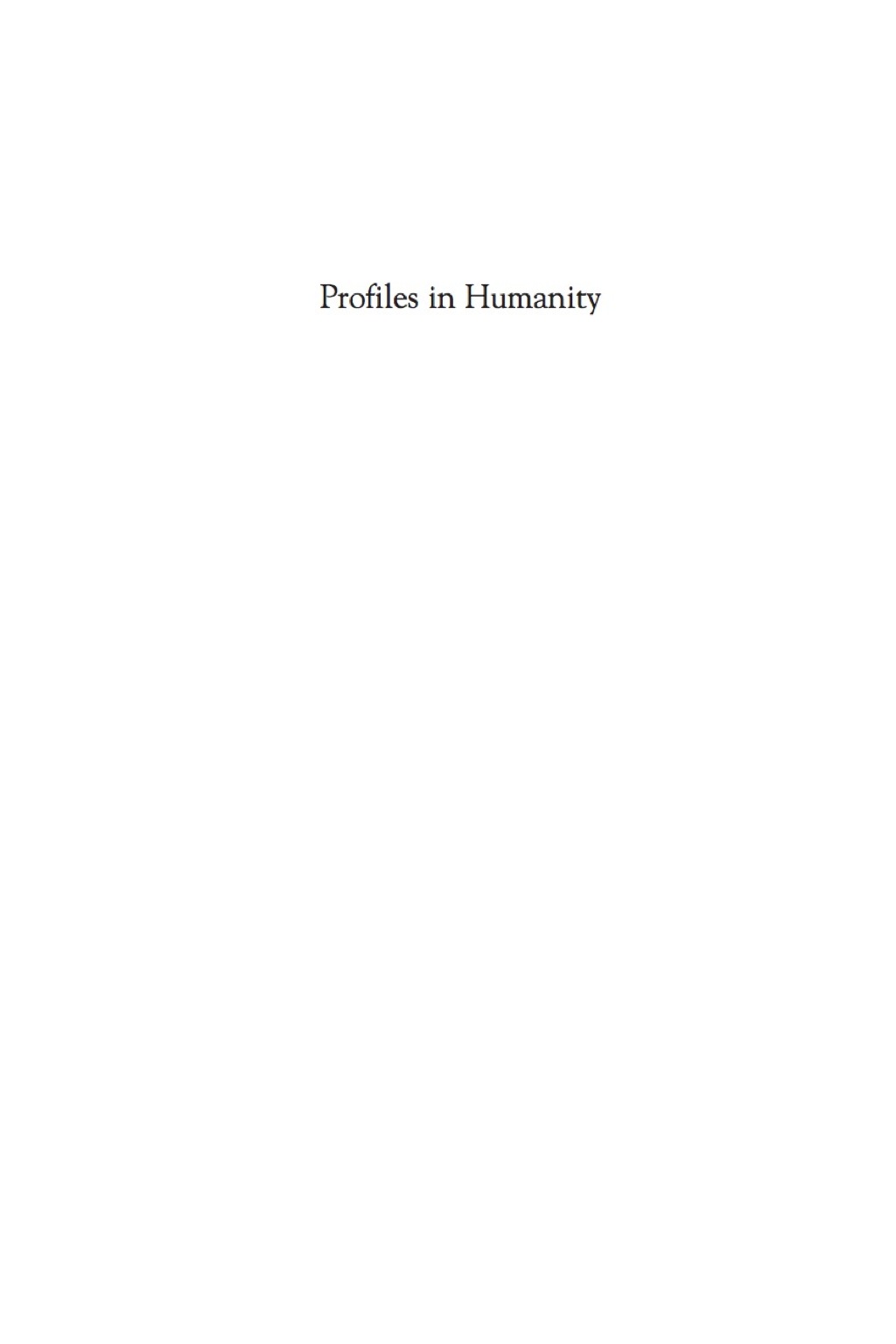 Profiles in Humanity  â€“ PDF/EPUB Version Downloadable