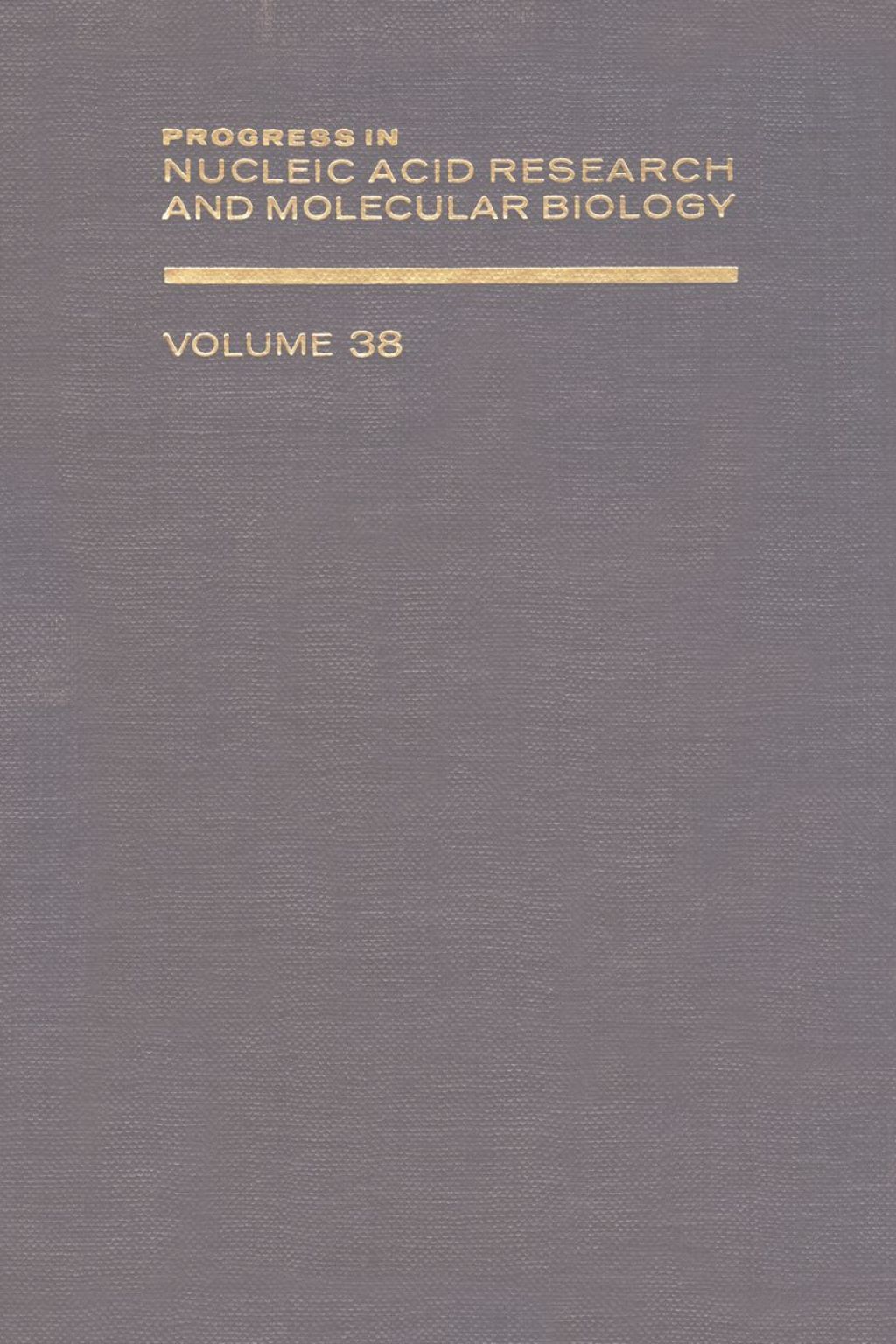 PROG NUCLEIC ACID RES&MOLECULAR BIO V38  â€“ PDF/EPUB Version Downloadable