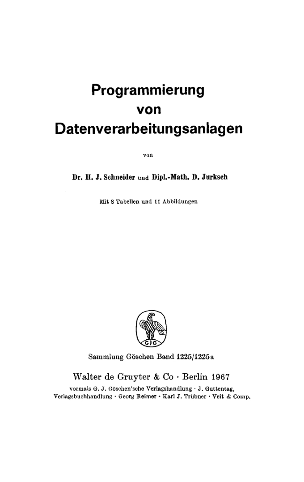 Programmierung von Datenverarbeitungsanlagen 1st Edition â€“ PDF/EPUB Version Downloadable