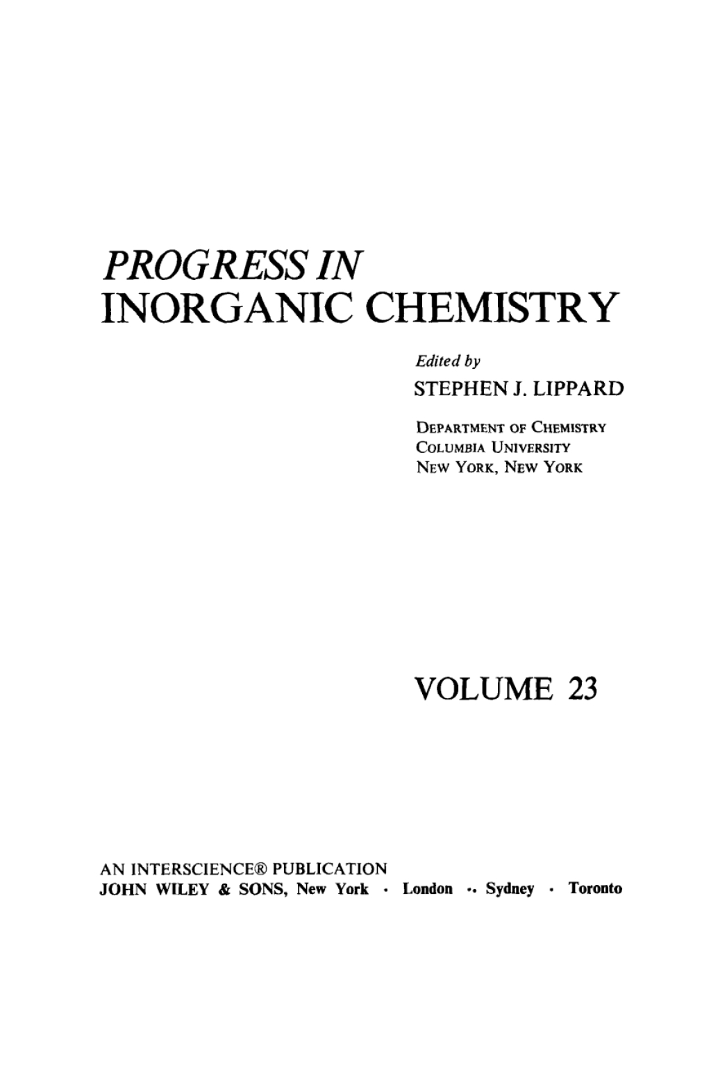 Progress in Inorganic Chemistry 1st Edition â€“ PDF/EPUB Version Downloadable