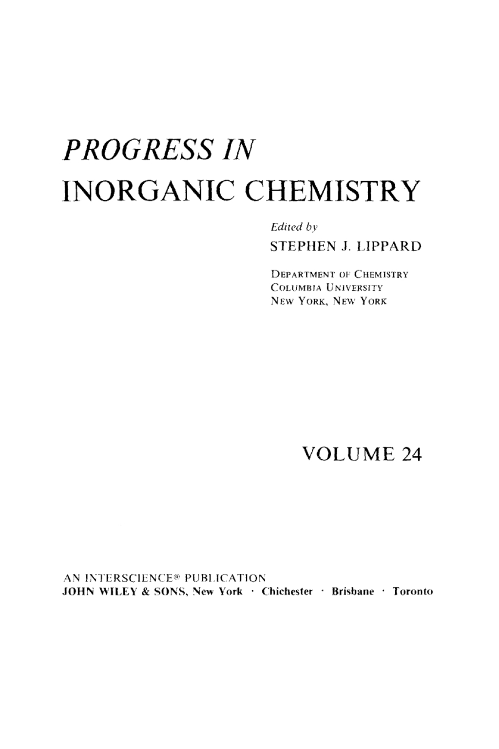 Progress in Inorganic Chemistry 1st Edition â€“ PDF/EPUB Version Downloadable