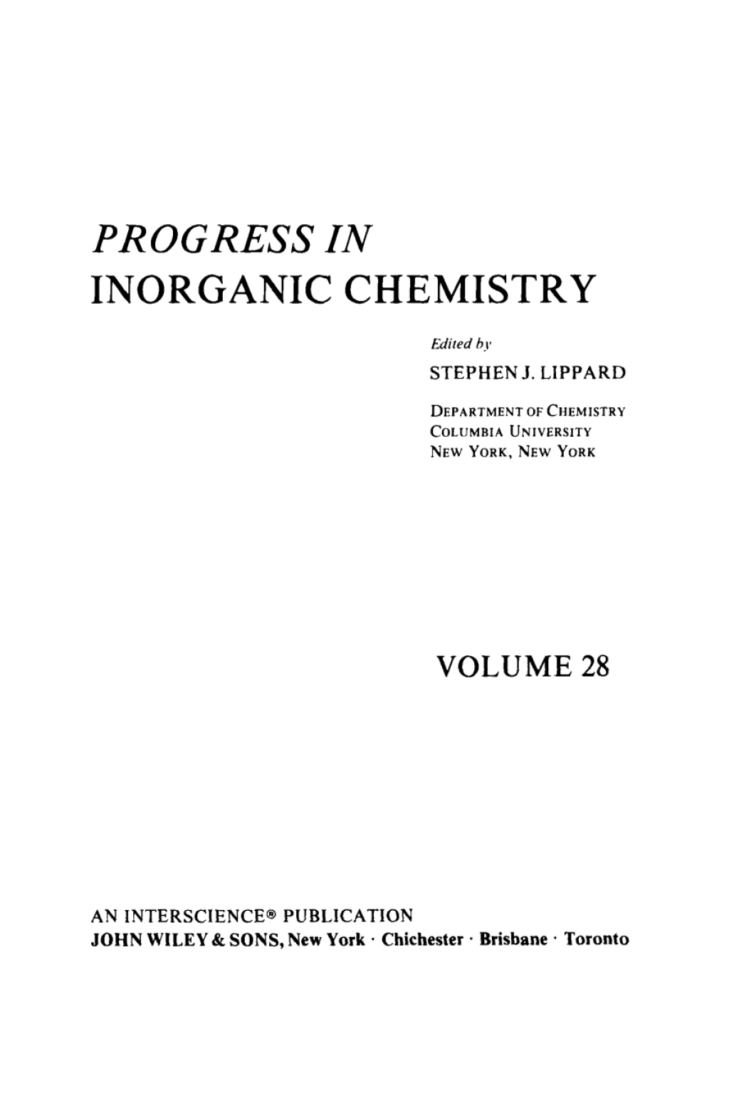 Progress in Inorganic Chemistry 1st Edition â€“ PDF/EPUB Version Downloadable
